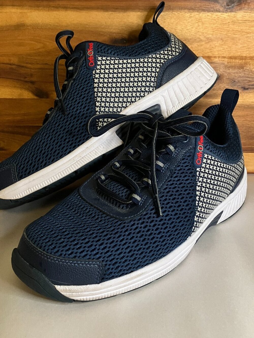 Orthofeet Edgewater Sneakers Men's 8.5 Wide 2E Blue Walking Shoes 616 Comfort